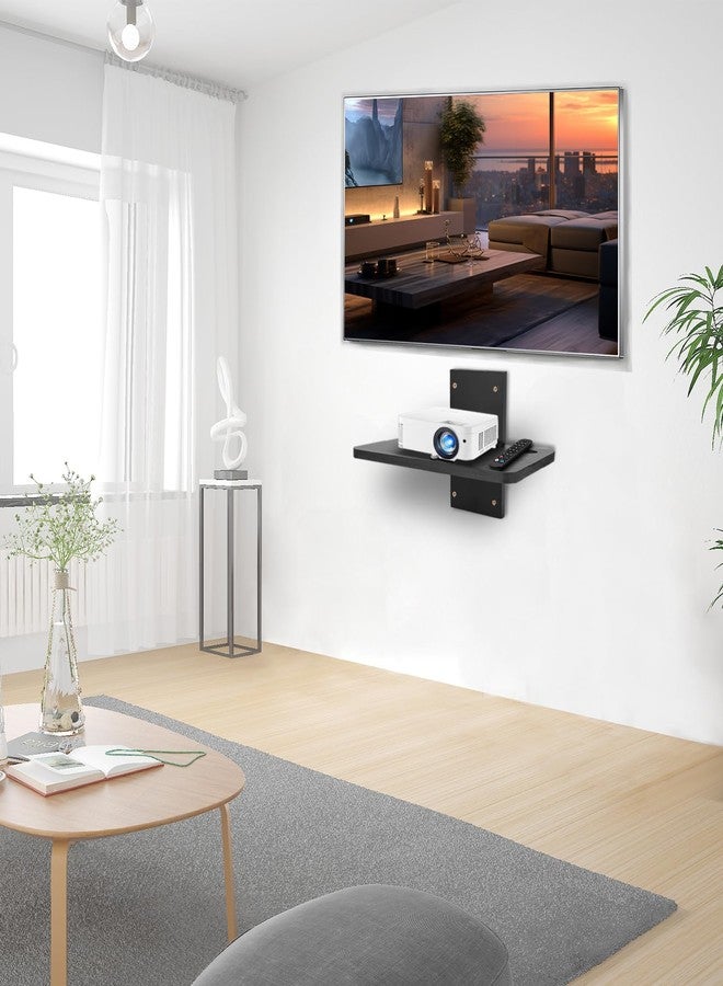 BEARUT Small Mini Projector Shelf/Projector Wall Mount Floating Shelf/Router Shelf/Modem Cable Box Shelf/Projector Rack Holder/Projector Mount by Solid Wood Black1 - Image 4