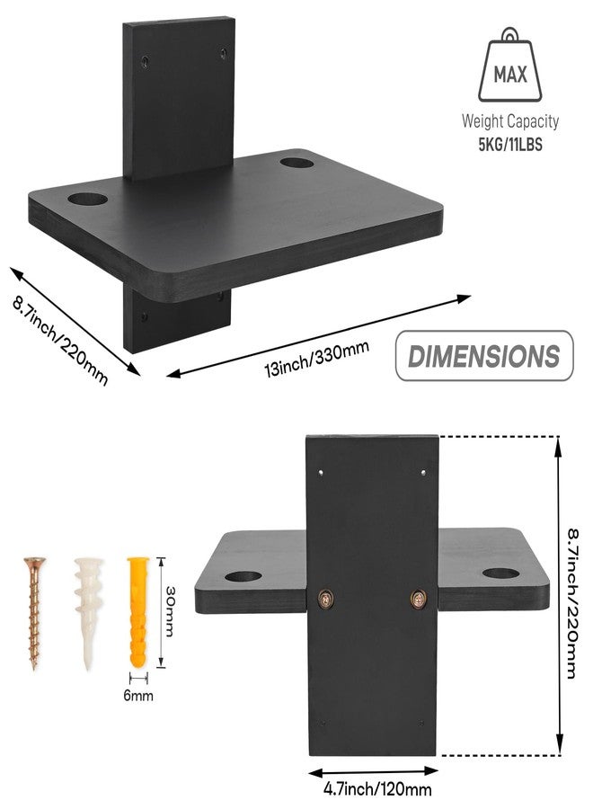 BEARUT Small Mini Projector Shelf/Projector Wall Mount Floating Shelf/Router Shelf/Modem Cable Box Shelf/Projector Rack Holder/Projector Mount by Solid Wood Black1 - Image 2