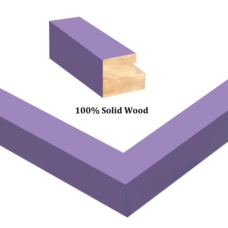 Egofine 5x7 Picture Frame Made of Solid Wood Covered by Plexiglass Display Pictures 3.5x5/4x6 with Mat or 5x7 Without Mat for Table Top Display and Wall Mounting Photo Frame  Purple - Image 2