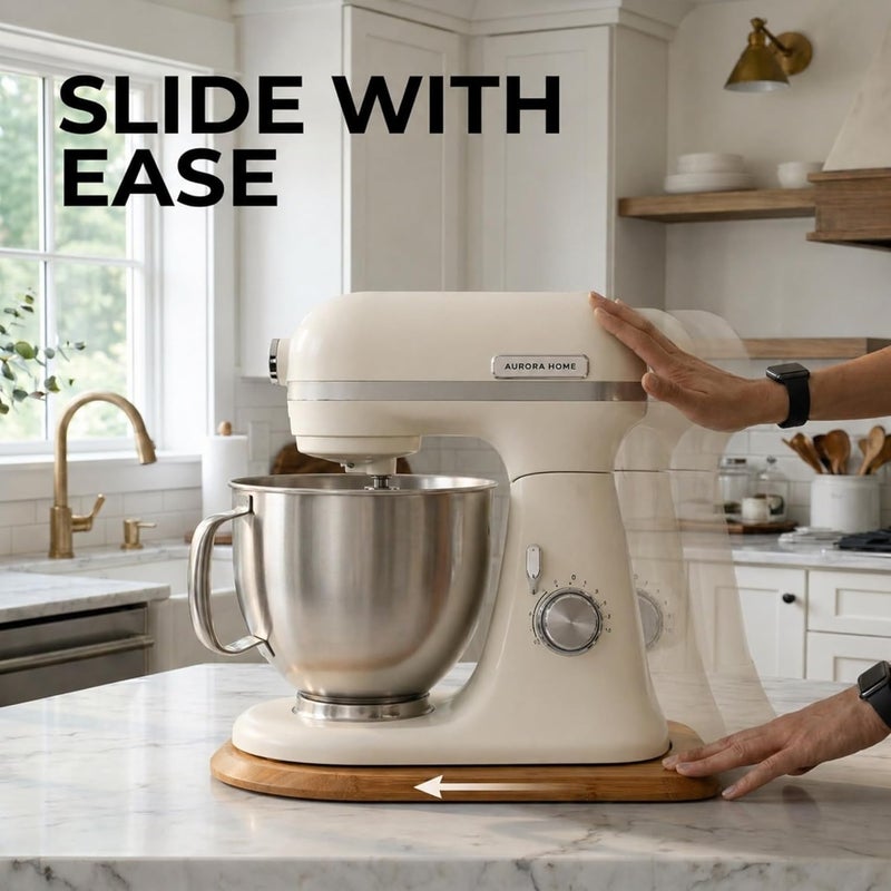 Ibyx صينية انزلاقية من الخيزران من Ibyx لخلاط Kitchenaid القائم سعة 5.5 كوارت - سجادة منزلقة لخلاط Kitchen Aid بدون جهد لسطح العمل - لوح منزلق للأجهزة قوي ومتين وغير قابل للانزلاق (طبيعي) - Image 3