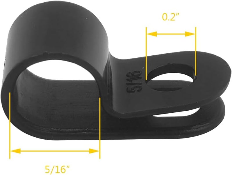 Alamic Cable Clamp R-Type Cable Clip Wire Clamp 5/16" Nylon Screw Mounting Cord Fastener Clips with Screws for Wire Management - Black - 50 Pcs - Image 2