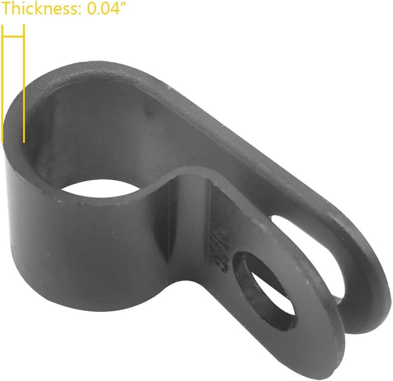 Alamic Cable Clamp R-Type Cable Clip Wire Clamp 5/16" Nylon Screw Mounting Cord Fastener Clips with Screws for Wire Management - Black - 50 Pcs - Image 4