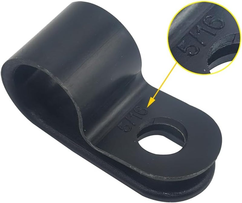 Alamic Cable Clamp R-Type Cable Clip Wire Clamp 5/16" Nylon Screw Mounting Cord Fastener Clips with Screws for Wire Management - Black - 50 Pcs - Image 3