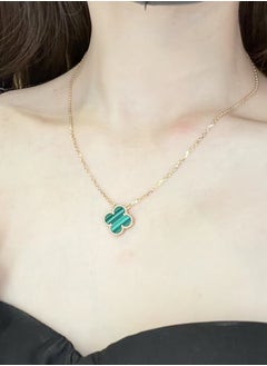 Van Women's four-leaf clover lucky necklace S925 malachite green gold  - Image 3