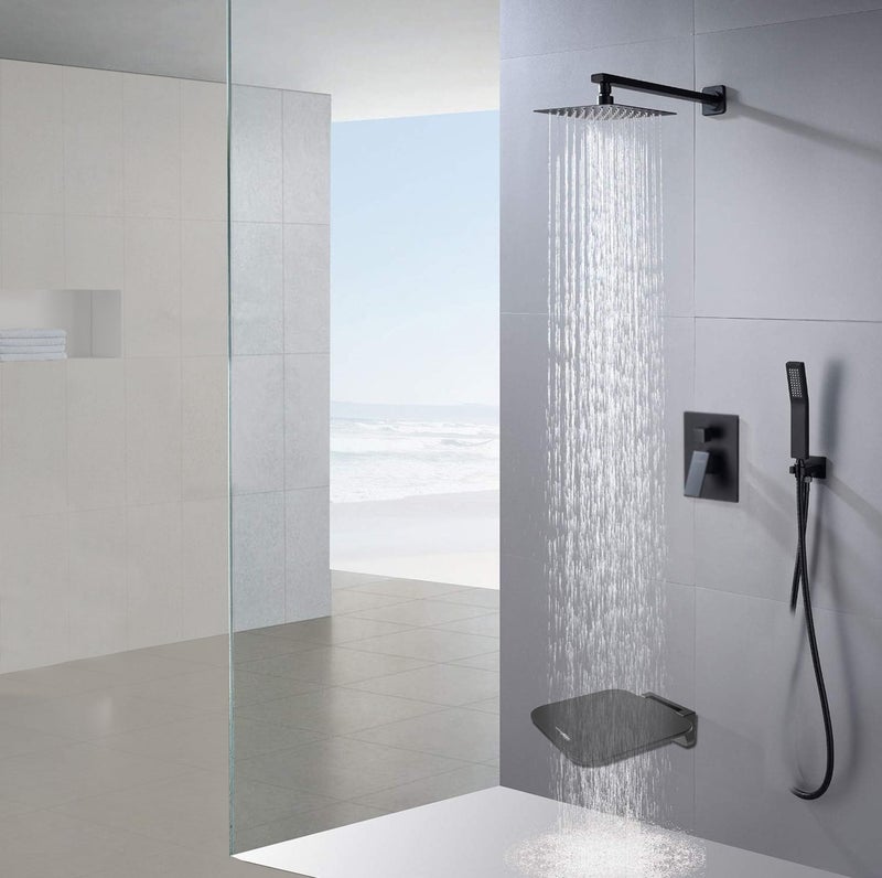 Hindware Italian Collection UF Skybox Shower Seat for Bathroom | Made of UF Material | High Load Bearing up to 200Kg | Wide Seating | Foldable Design | Easy to Clean | Black Color - Image 1