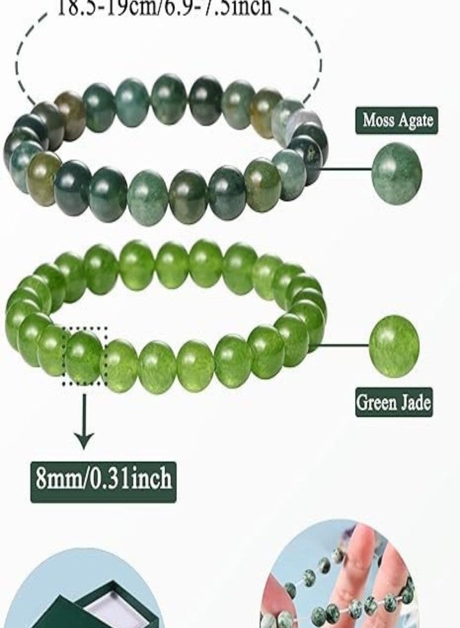 Sukhad Natural Green Jade & Aventurine Stone Beaded Bracelet for Men & Women | Stretchable Crystal Bracelet | Lucky, Healing & Prosperity Jewelry | Daily Wear - Image 2