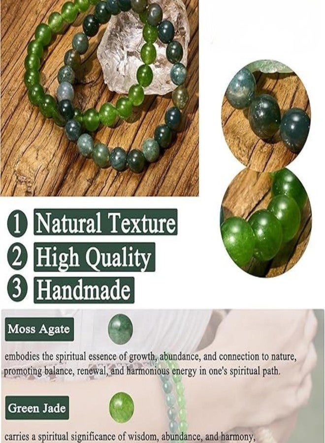 Sukhad Natural Green Jade & Aventurine Stone Beaded Bracelet for Men & Women | Stretchable Crystal Bracelet | Lucky, Healing & Prosperity Jewelry | Daily Wear - Image 4