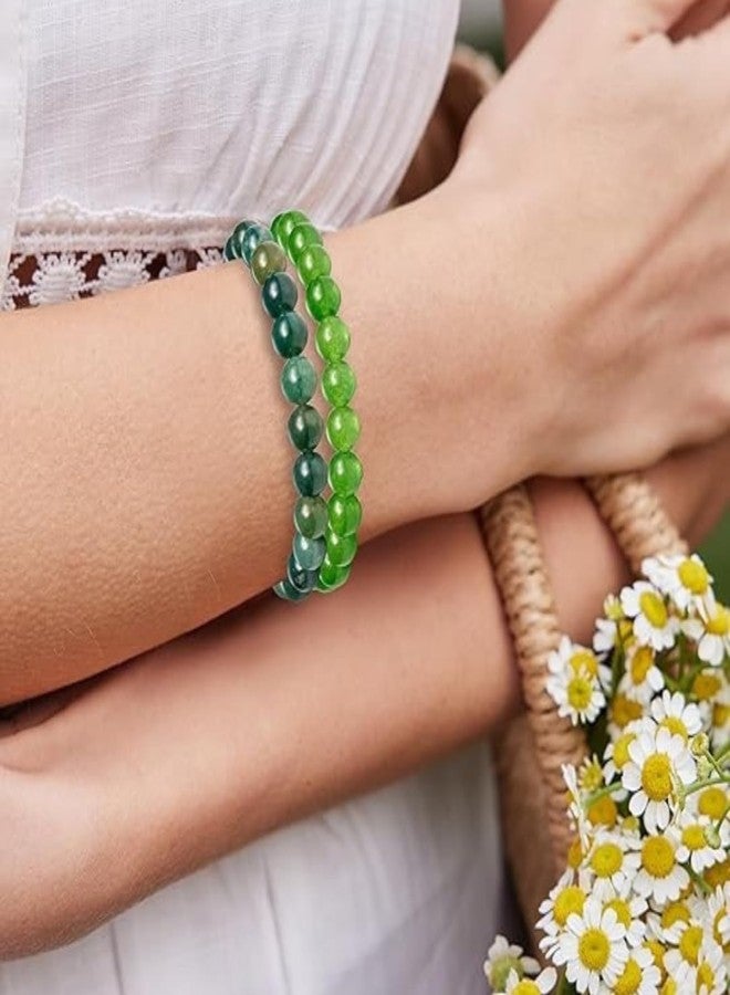 Sukhad Natural Green Jade & Aventurine Stone Beaded Bracelet for Men & Women | Stretchable Crystal Bracelet | Lucky, Healing & Prosperity Jewelry | Daily Wear - Image 3