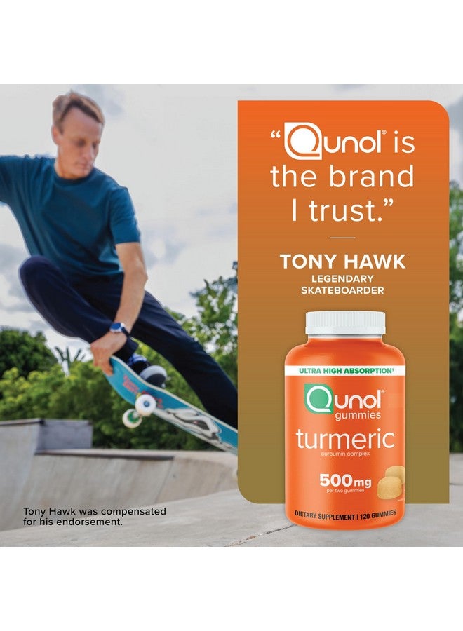 Qunol حبوب كيونول الكركم، حلوى تحتوي على 500 ملغ من الكركم الكركمين، مكمل دعم المفاصل، امتصاص فائق للكركم الكركمين، نباتي، خالي من الغلوتين، إمداد لمدة شهرين، 120 حبة - Image 4
