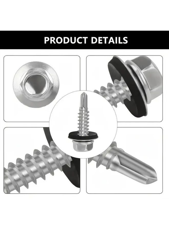 M25 Galvanized Self Tapping Screws 30pcs With Sealing Washers For Metal Roofing - Image 4