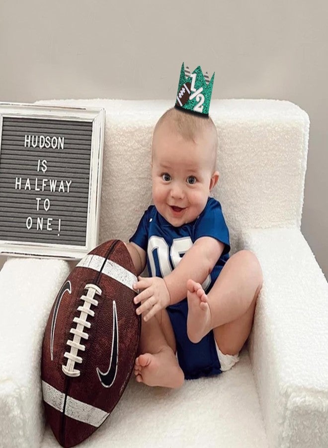 BEADED Football 1/2 Birthday Crown - Football Half/6 Month Birthday Decorations,Half Way To First Hat,6 Month Photo Prop - Image 4