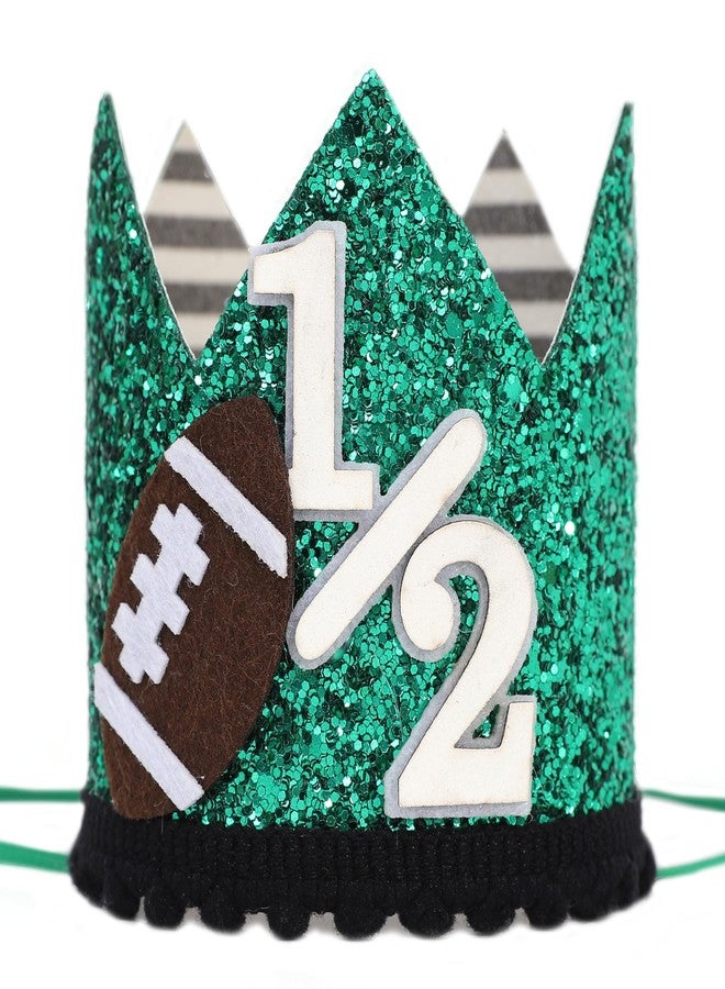 BEADED Football 1/2 Birthday Crown - Football Half/6 Month Birthday Decorations,Half Way To First Hat,6 Month Photo Prop - Image 1