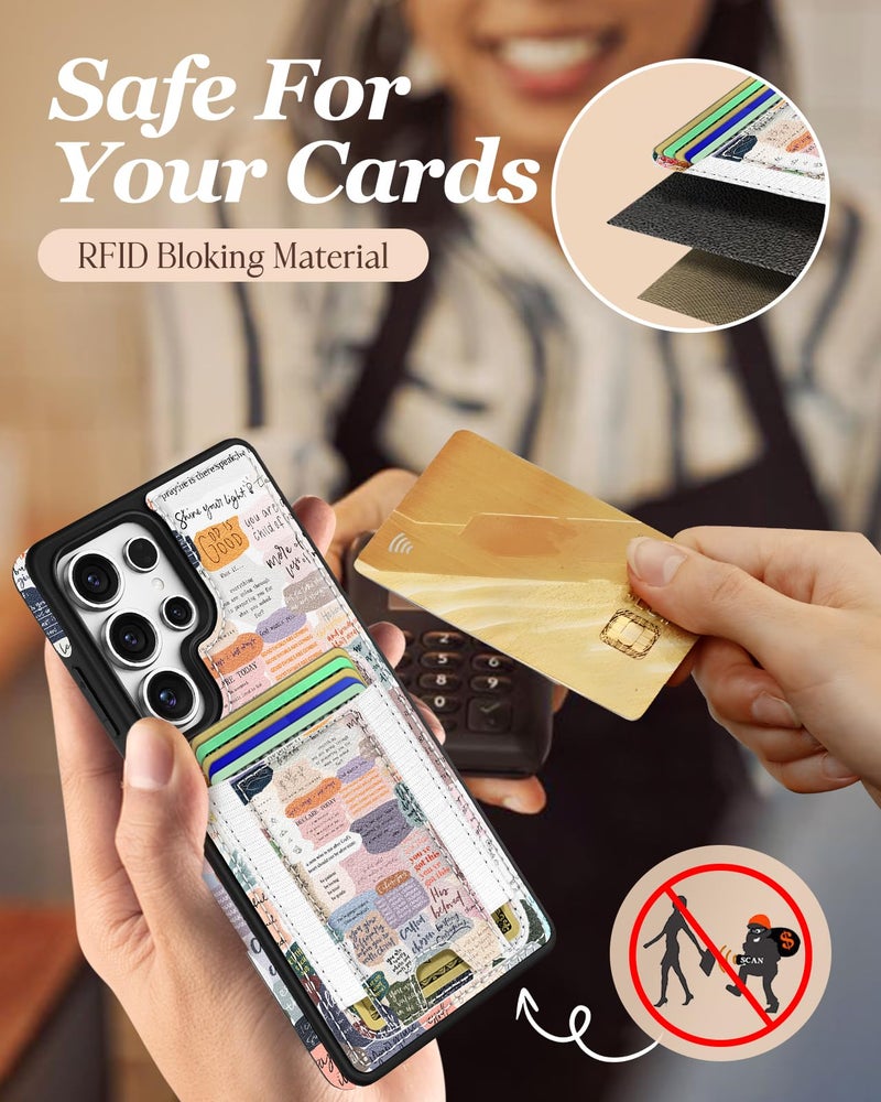Shorogyt for Samsung Galaxy S25 Ultra Cute Kawaii Leather Phone Case - Compatible with Magsafe Wallet Magnetic Credit Card Holder Fashion Collage Design Phone Cover for Women Girls, Fits 7 Cards - Image 5