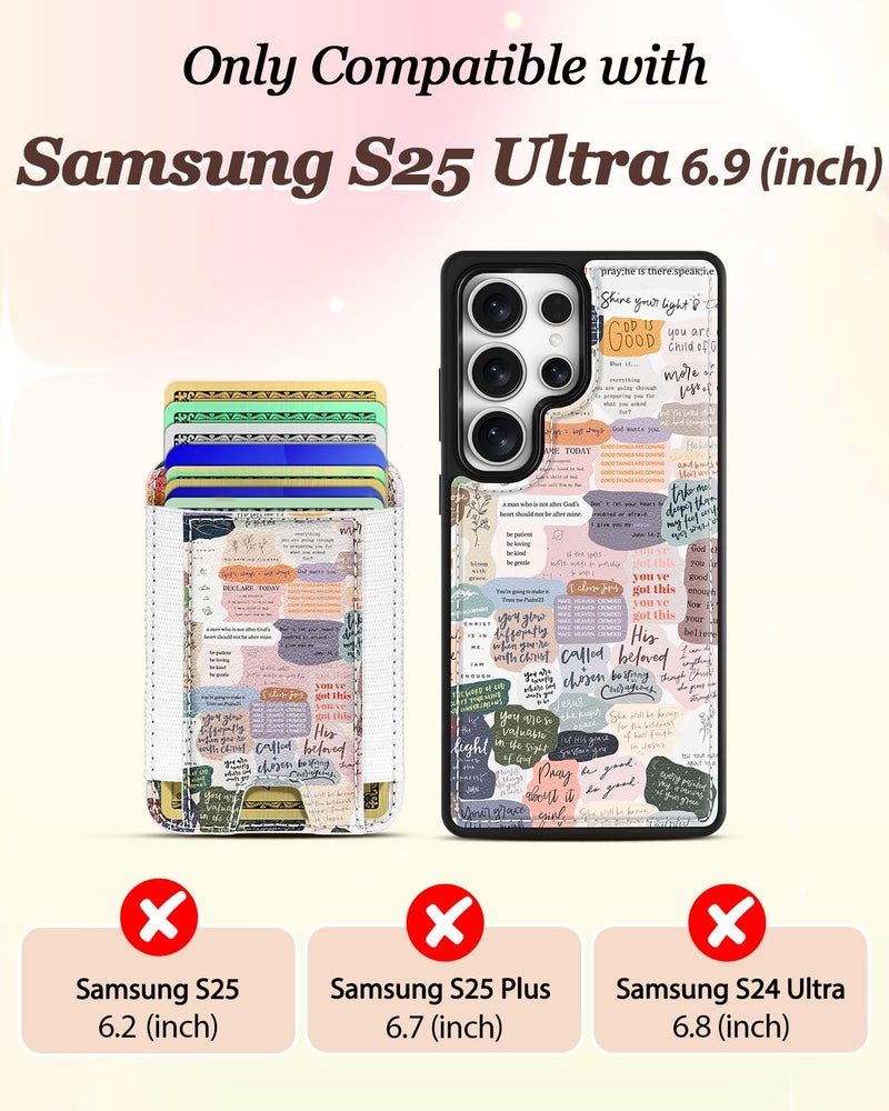Shorogyt for Samsung Galaxy S25 Ultra Cute Kawaii Leather Phone Case - Compatible with Magsafe Wallet Magnetic Credit Card Holder Fashion Collage Design Phone Cover for Women Girls, Fits 7 Cards - Image 2
