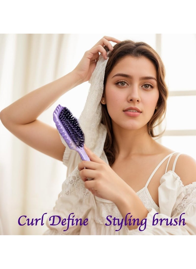 URbantin Bounce Curl Defining Hair Brush for Curly Hair - Styling & Detangler Brush with Comb, Air-Filled Cushion, Vegan Fiber, Nylon Faux Boar Bristles for Smoothing, Detangling, Scalp Massage & Relaxation - Unisex Hair Styling Tool (Lavender)  - Image 4