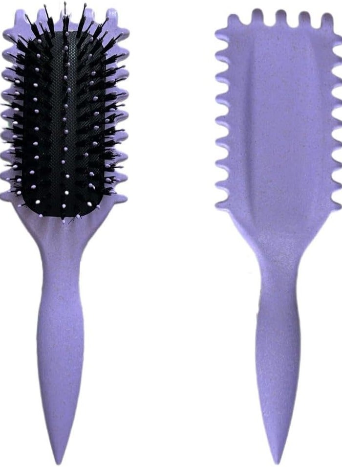 Bounce Curl Defining Hair Brush for Curly Hair - Styling & Detangler Brush with Comb, Air-Filled Cushion, Vegan Fiber, Nylon Faux Boar Bristles for Smoothing, Detangling, Scalp Massage & Relaxation - Unisex Hair Styling Tool (Lavender)