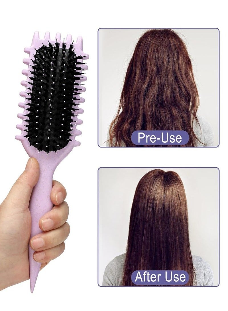 URbantin Bounce Curl Defining Hair Brush for Curly Hair - Styling & Detangler Brush with Comb, Air-Filled Cushion, Vegan Fiber, Nylon Faux Boar Bristles for Smoothing, Detangling, Scalp Massage & Relaxation - Unisex Hair Styling Tool (Lavender)  - Image 5