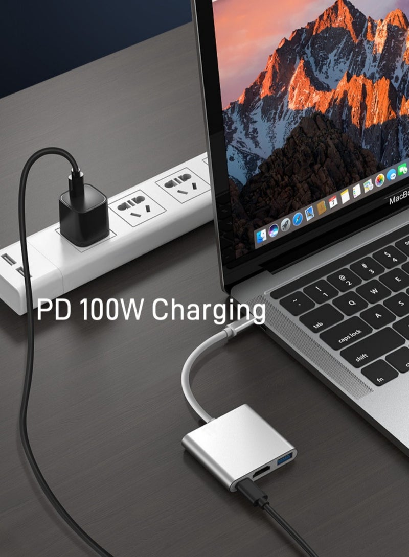 3 in 1 Type-C to HDMI Adapter with 4K HDMI Output, USB C to Type-C(PD)/HDTV/USB 3.0 Adapter for Mobile phone. Monitor, Laptop - Image 4