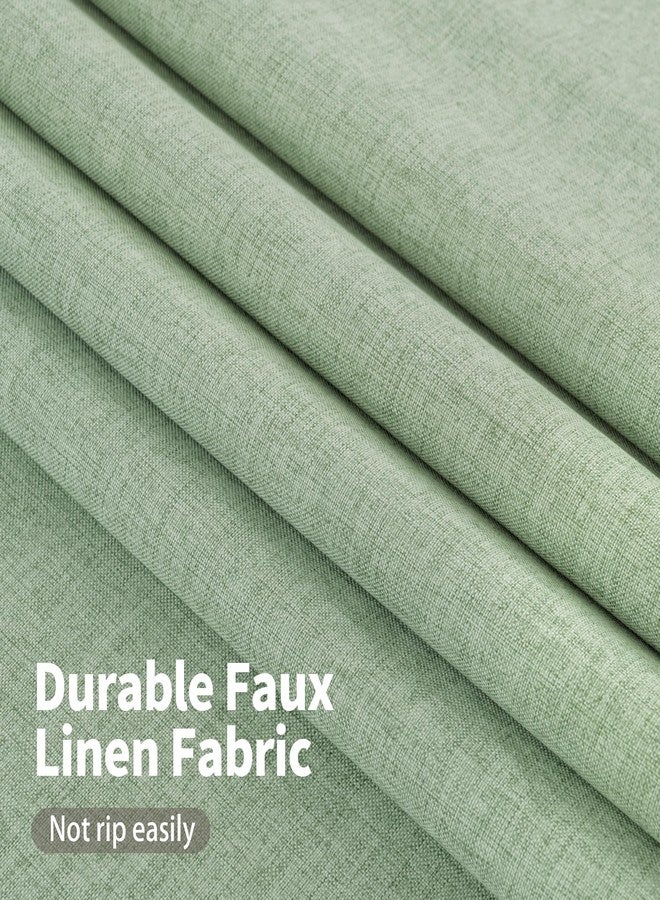 YoungsTex Light Green Linen Blackout Curtains for Bedroom 63 Inches Long - Grommet Full Room Darkening Drapes for Living Room Thermal Insulated Window Blinds, 2 Panels, 52 X 63 Inch - Image 5
