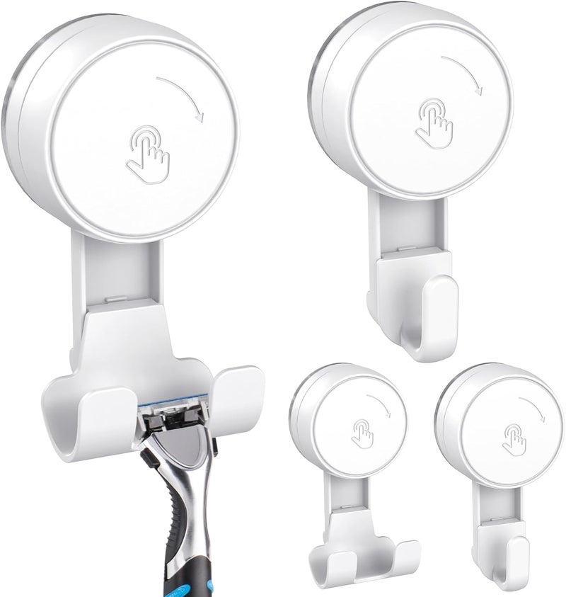 LUXEAR Suction Hooks Powerful Vacuum Suction Cup Hooks-2PACK Razor 2pack Single White - Image 1