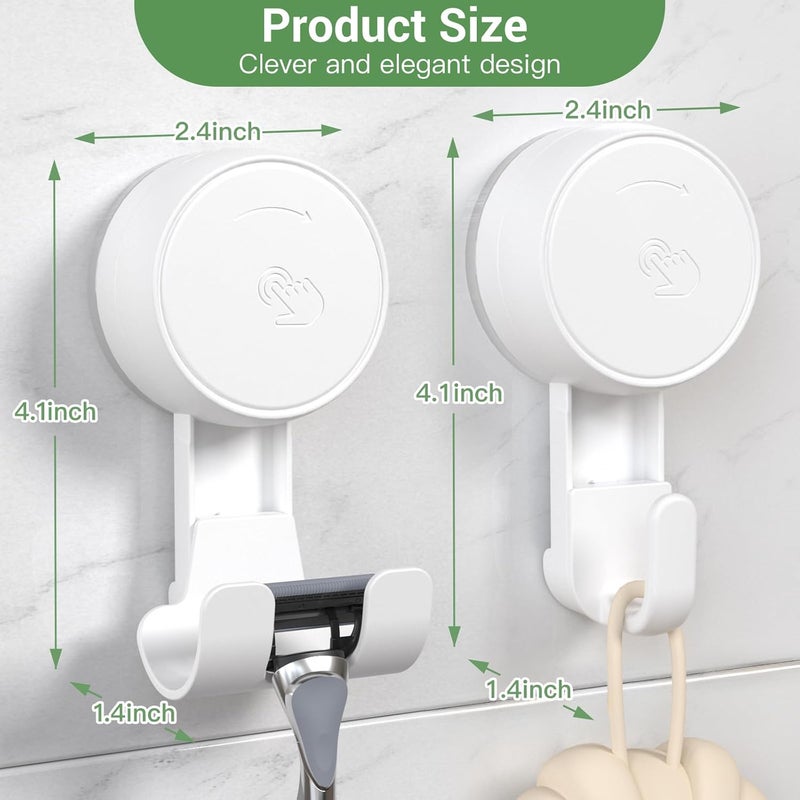 LUXEAR Suction Hooks Powerful Vacuum Suction Cup Hooks-2PACK Razor 2pack Single White - Image 2