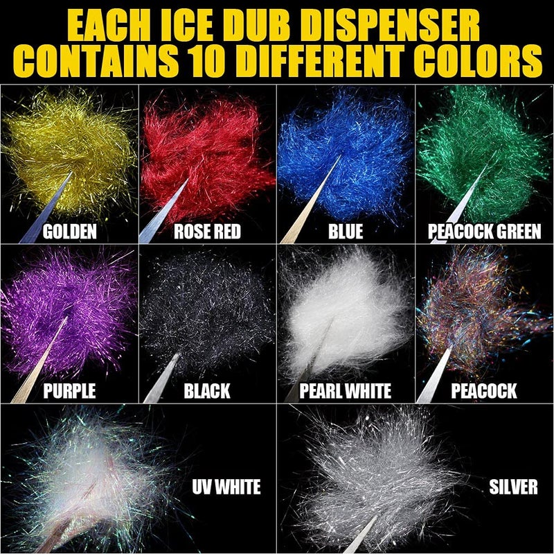 XFISHMAN Fly-Tying-Ice-Dubbing-Dispenser -Box-Top-Ten-Colors-Fly-Tying- Materials-Supplies-Equipment - Image 4