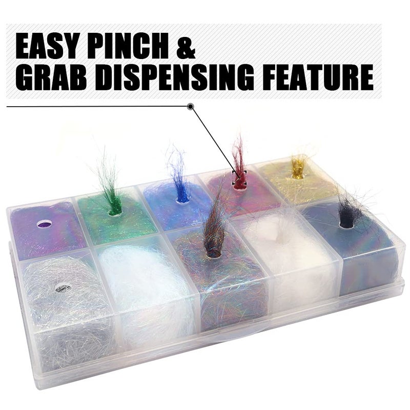 XFISHMAN Fly-Tying-Ice-Dubbing-Dispenser -Box-Top-Ten-Colors-Fly-Tying- Materials-Supplies-Equipment - Image 3