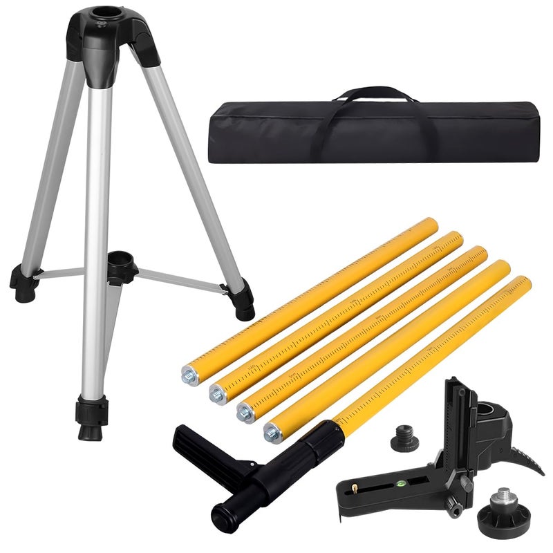 Takamine Ft37m Telescoping Pole with Adjustable Laser Level Tripod 14Inch by 20Inch Laser Pole Mount for Rotating Laser Levels Includes 5811 Adapter Nut