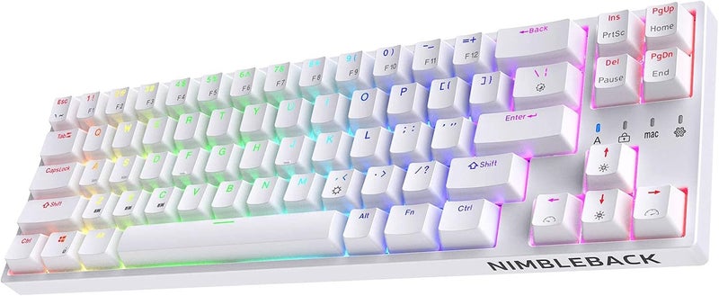 LTC NB681 Nimbleback Wired 65% Mechanical Keyboard, RGB Backlit Ultra-Compact 68 Keys Gaming Keyboard with Hot-Swappable Switch and Stand-Alone Arrow/Control Keys (Hot Swappable Brown Switch, White) - Image 1
