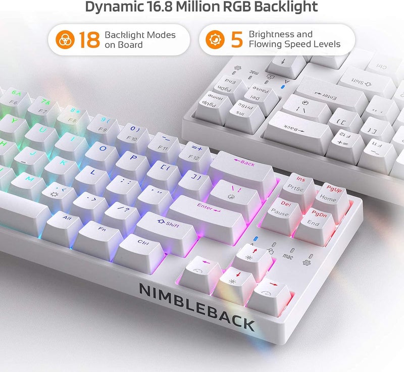 LTC NB681 Nimbleback Wired 65% Mechanical Keyboard, RGB Backlit Ultra-Compact 68 Keys Gaming Keyboard with Hot-Swappable Switch and Stand-Alone Arrow/Control Keys (Hot Swappable Brown Switch, White) - Image 2