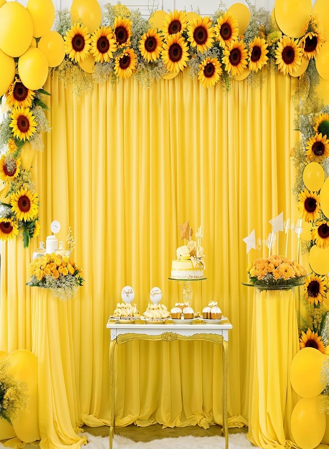 PARTISKY 8x10FT Yellow Backdrop Curtains for Wedding Parties, Wrinkle Free Polyester Photography Backdrop Drapes for Wedding Baby Shower Birthday Parties Stage Background Stand Decorations 4x10ft,2 Panels - Image 4