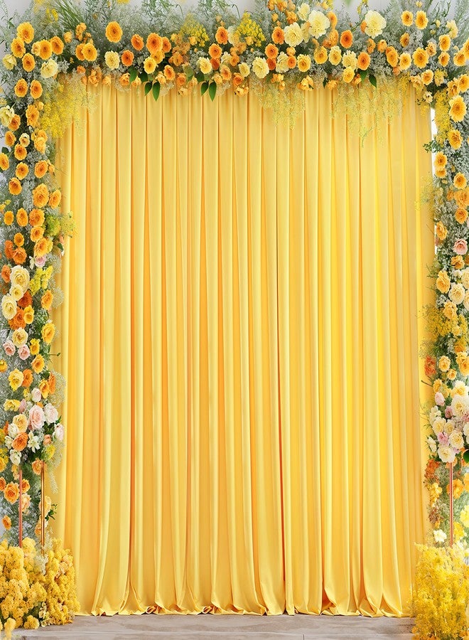 PARTISKY 8x10FT Yellow Backdrop Curtains for Wedding Parties, Wrinkle Free Polyester Photography Backdrop Drapes for Wedding Baby Shower Birthday Parties Stage Background Stand Decorations 4x10ft,2 Panels - Image 1