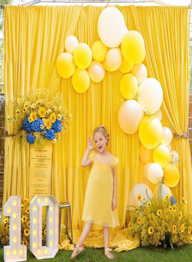 PARTISKY 8x10FT Yellow Backdrop Curtains for Wedding Parties, Wrinkle Free Polyester Photography Backdrop Drapes for Wedding Baby Shower Birthday Parties Stage Background Stand Decorations 4x10ft,2 Panels - Image 2