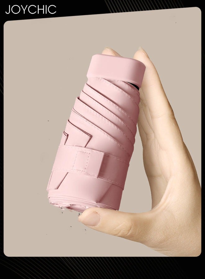 Joychic Women Mini Sunscreen Anti-ultraviolet Capsule Dual-use Umbrella for Sunny and Rainy days Folding Umbrella Pink - Image 4