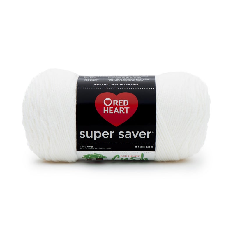 RED HEART Super Saver Yarn, White - Image 1