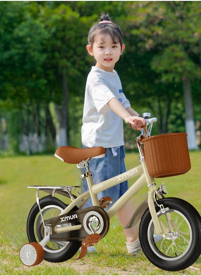 Kids Bike for Toddlers and Kids Ages 3-5 Years Old, 14  Inch Kids Bike with Training Wheels & Basket, Girl Boy Bicycle with Handbrake & Kickstand