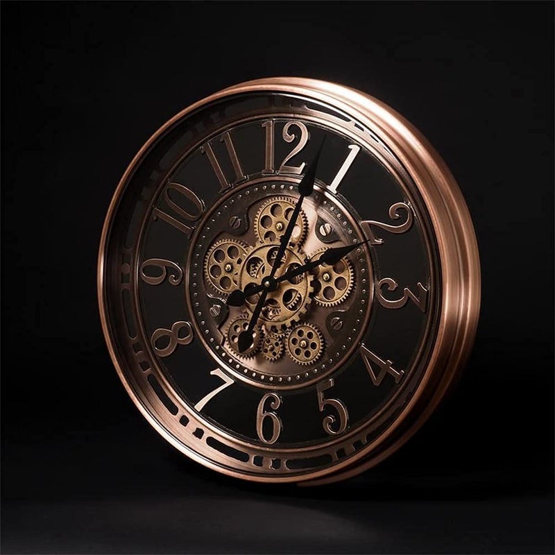 INFINITY TIME 21 Inch Moving Gears Wall Clock,Large Metal Wall Clock for Modern Farmhouse Living Room Decor,Copper Arabic Numeral,House Warming Gifts New Home - Image 4