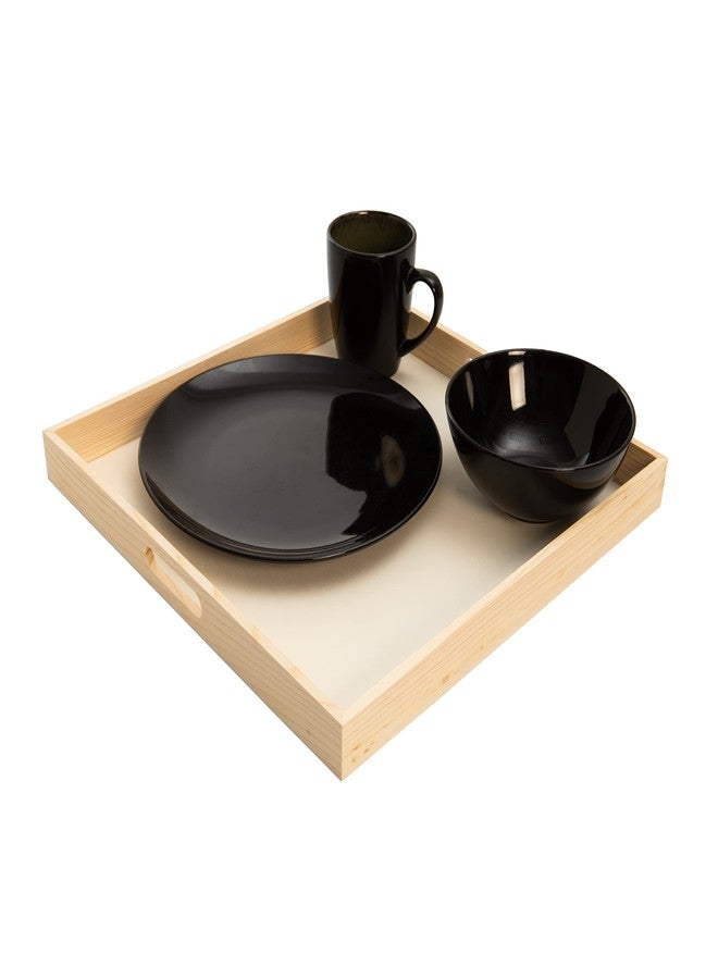 كرييتف هوبيز صواني تقديم خشبية متداخلة من كرييتيف هوبيز - مجموعة من 5 صواني غير مكتملة بمقابض مقطوعة للأعمال الحرفية والتقديم والديكور المنزلي (مربعة) - Image 4