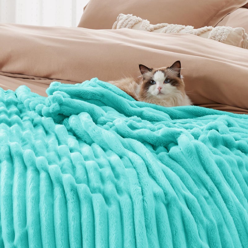 Bedsure GentleSoft Blue Queen Blanket for Bed - Cozy Soft Blankets for Women, Cute Small Fleece Throws for Girls, Birthday Gifts for Women Decor Gifts for Mom, Blue Fog, 90x90 Inches - Image 3