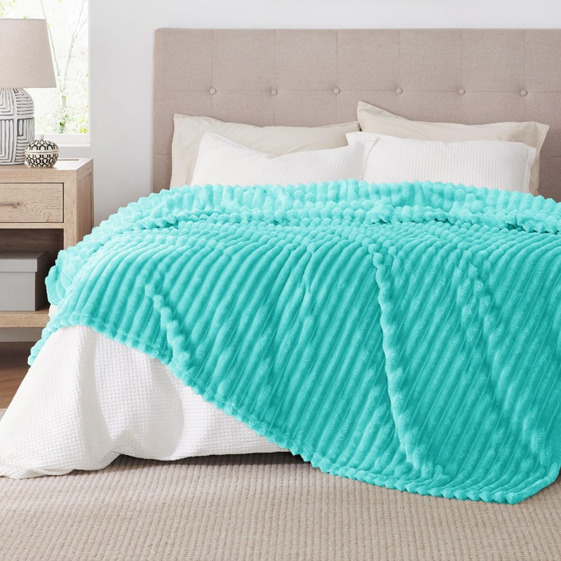 Bedsure GentleSoft Blue Queen Blanket for Bed - Cozy Soft Blankets for Women, Cute Small Fleece Throws for Girls, Birthday Gifts for Women Decor Gifts for Mom, Blue Fog, 90x90 Inches - Image 2