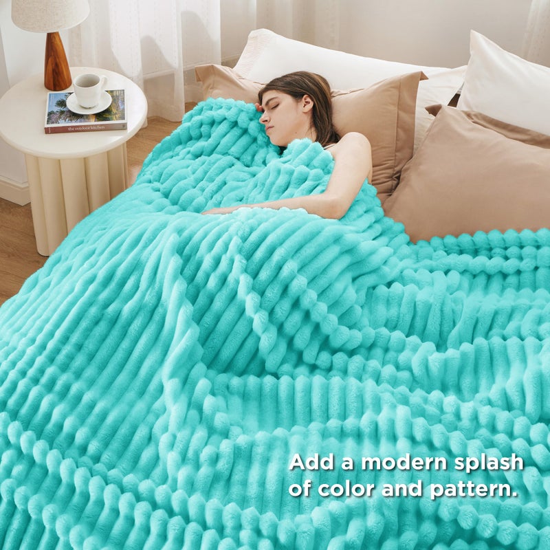 Bedsure GentleSoft Blue Queen Blanket for Bed - Cozy Soft Blankets for Women, Cute Small Fleece Throws for Girls, Birthday Gifts for Women Decor Gifts for Mom, Blue Fog, 90x90 Inches - Image 4