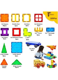 TEGRILO 120 Pcs Magnetic Building Blocks 3D Kids Building Blocks Set Magnetic Building Construction Educational STEM Toys for Toddler  - Image 3