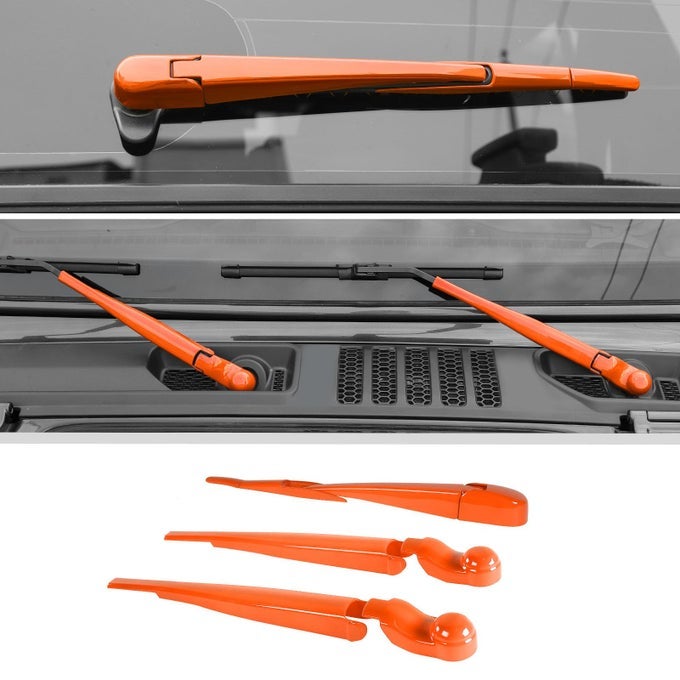 Front Window Windshield Wiper Cover Wiper Blades Exterior Decoration Trim For 20182024 Jeep Wrangler Jl Jlu Gladiator Jt 4Xe Exterior Accessories 8Pcs Abs Orange