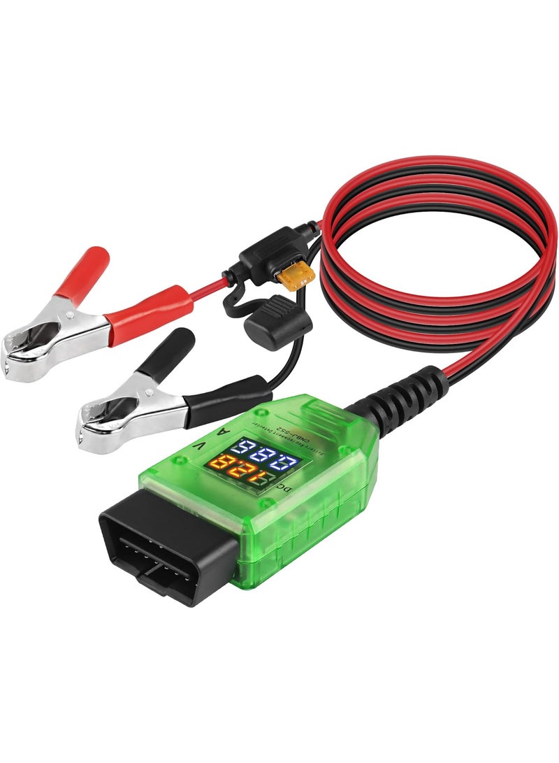 X-PRO5 OBD2 Car Battery Change Saver Memory Vehicle ECU Emergency Power Supply Cable Replacement 12V Digital Display OBD II Battery Leak Detective Kit WTH 5A Fuse 1.35M - Image 1