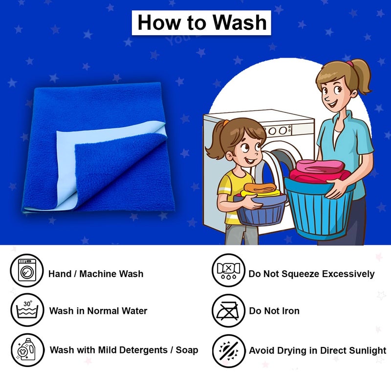 Baby Dry Sheet Anti-Piling Fleece Extra Absorbent Quick Dry Sheet for New Born Baby, Baby Bed Protector, Waterproof Baby Dry Sheet, Reusable Baby Cot Sheet for Infant, Small Size 50X70Cm (Royal Blue)  - Image 5