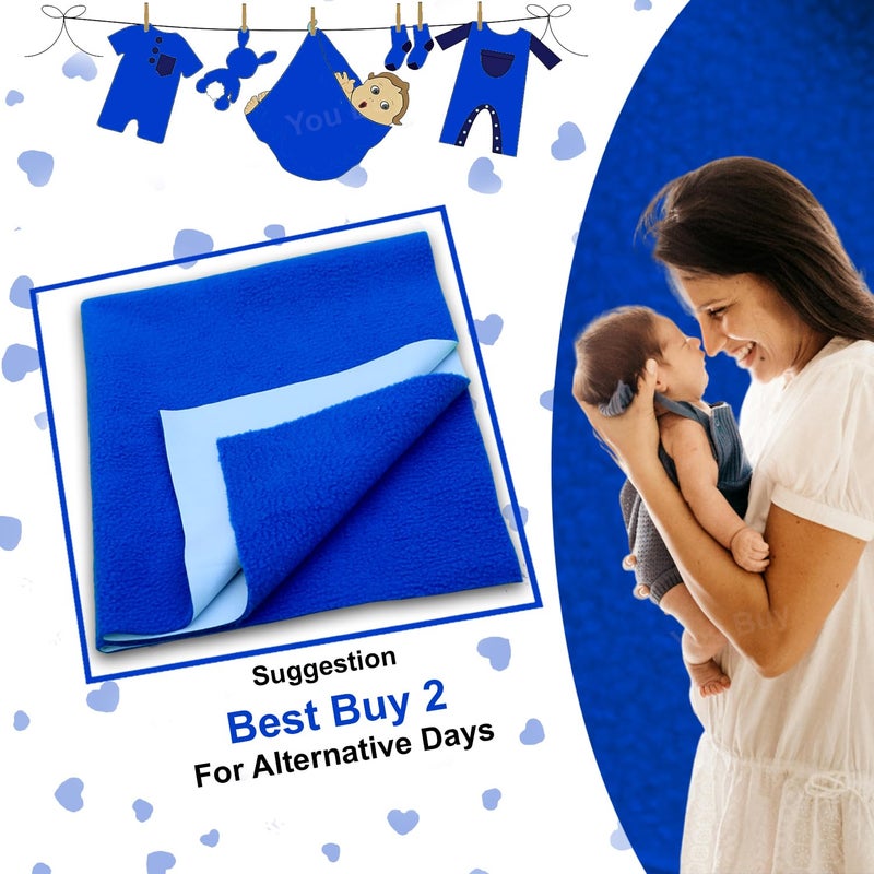 Baby Dry Sheet Anti-Piling Fleece Extra Absorbent Quick Dry Sheet for New Born Baby, Baby Bed Protector, Waterproof Baby Dry Sheet, Reusable Baby Cot Sheet for Infant, Small Size 50X70Cm (Royal Blue)  - Image 2
