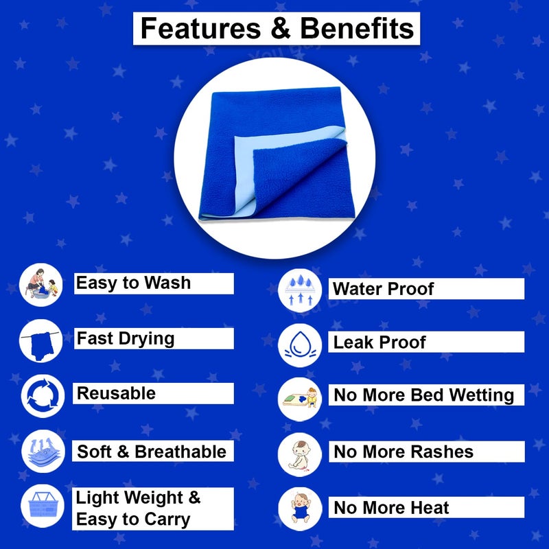 Baby Dry Sheet Anti-Piling Fleece Extra Absorbent Quick Dry Sheet for New Born Baby, Baby Bed Protector, Waterproof Baby Dry Sheet, Reusable Baby Cot Sheet for Infant, Small Size 50X70Cm (Royal Blue)  - Image 3