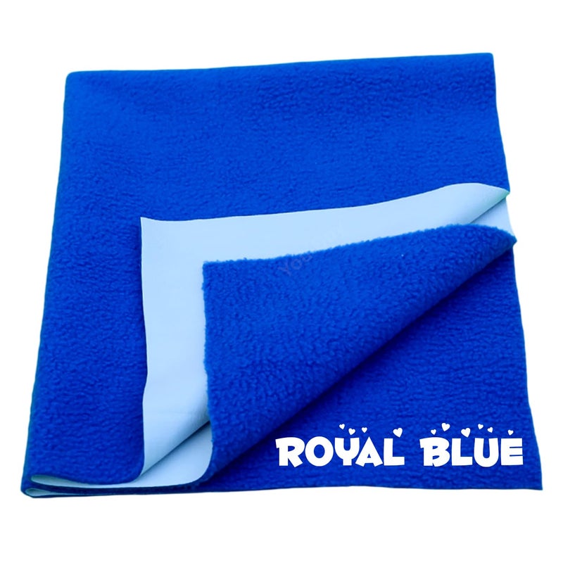 Baby Dry Sheet Anti-Piling Fleece Extra Absorbent Quick Dry Sheet for New Born Baby, Baby Bed Protector, Waterproof Baby Dry Sheet, Reusable Baby Cot Sheet for Infant, Small Size 50X70Cm (Royal Blue)  - Image 1