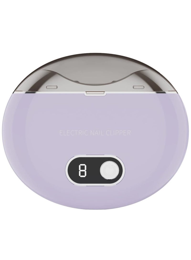 Zikra Automatic Nail Clipper, Electric Nail Clippers Automatic Safety Fingernail Cutter and Filer Rechargeable Nail Trimmer Nail Scissors Gift for for Adults Seniors Infant Baby Kids Men Women (Purple) - Image 1