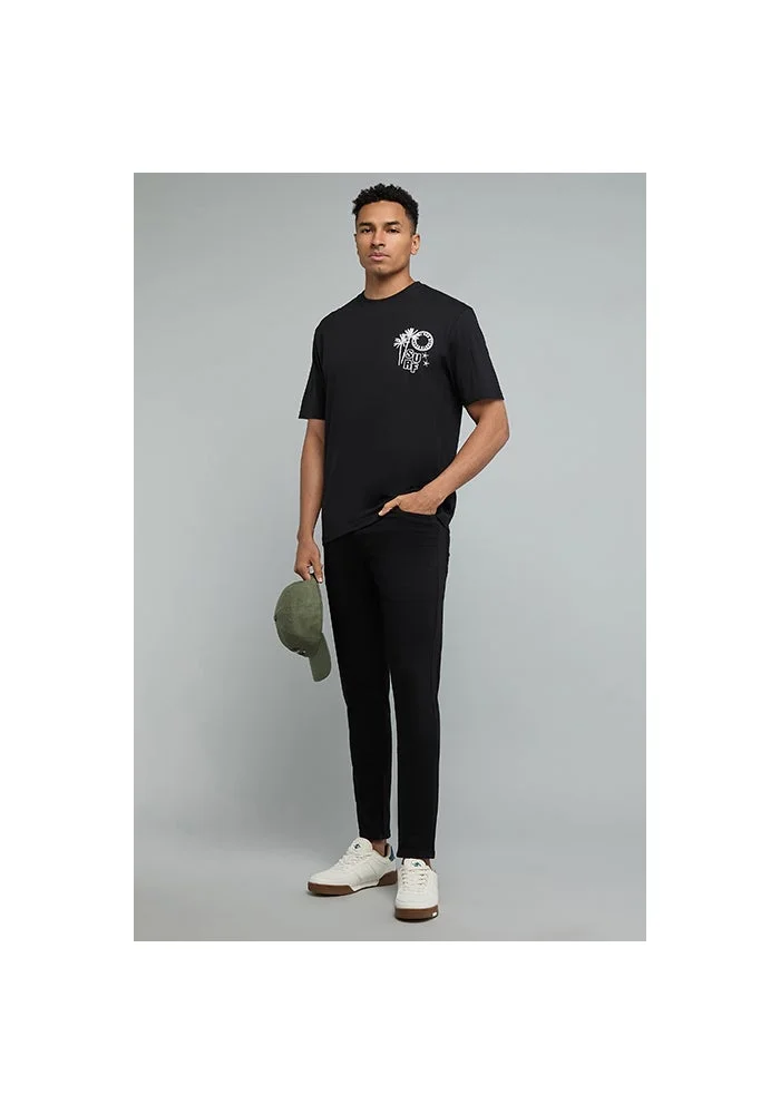 أر أند بي Solid Carrot Fit Jeans with Button Closure